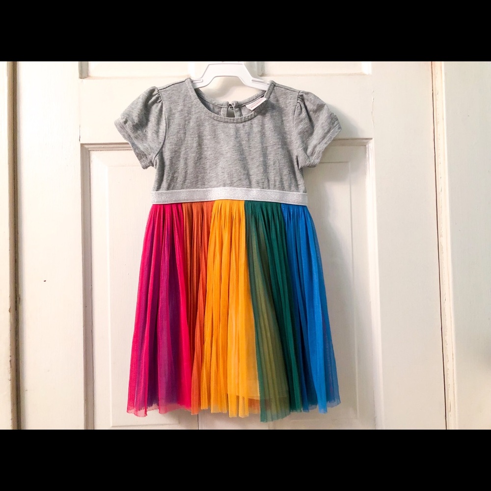 Hanna Andersson rainbow tulle dress size 90 3T